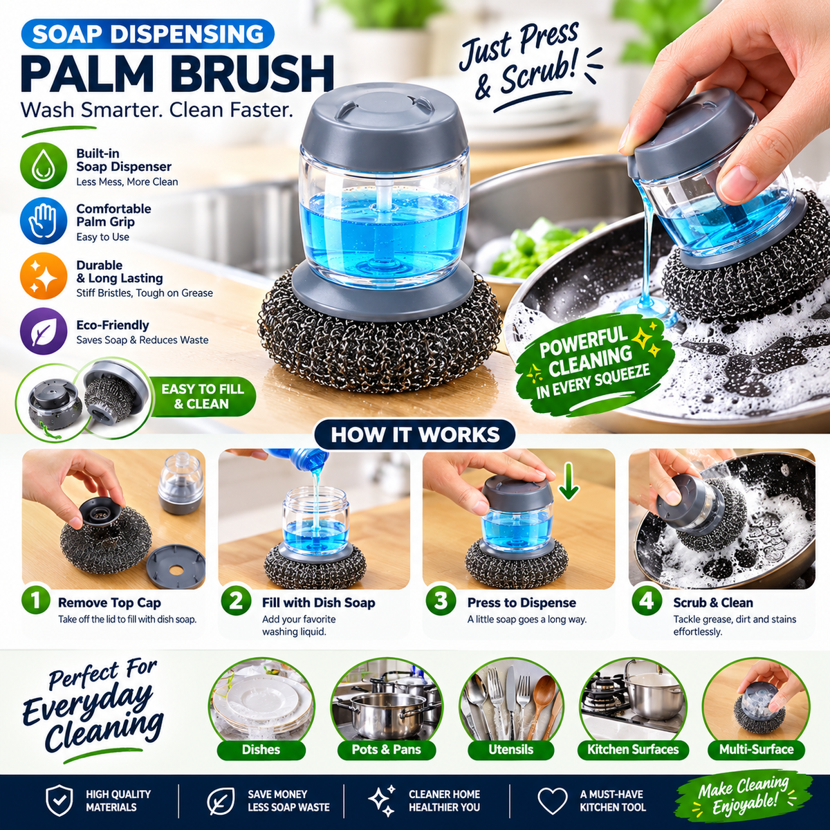 Scrubzy Soap-Dispensing Palm Brush
